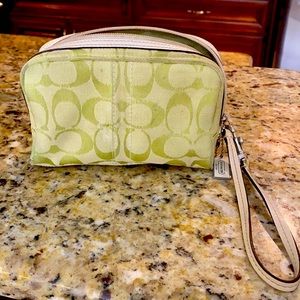 Coach logo pouch with wrist strap